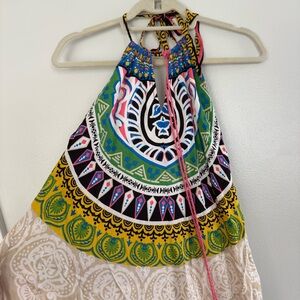 Flying Tomato Cream and Pink Halter Sundress
